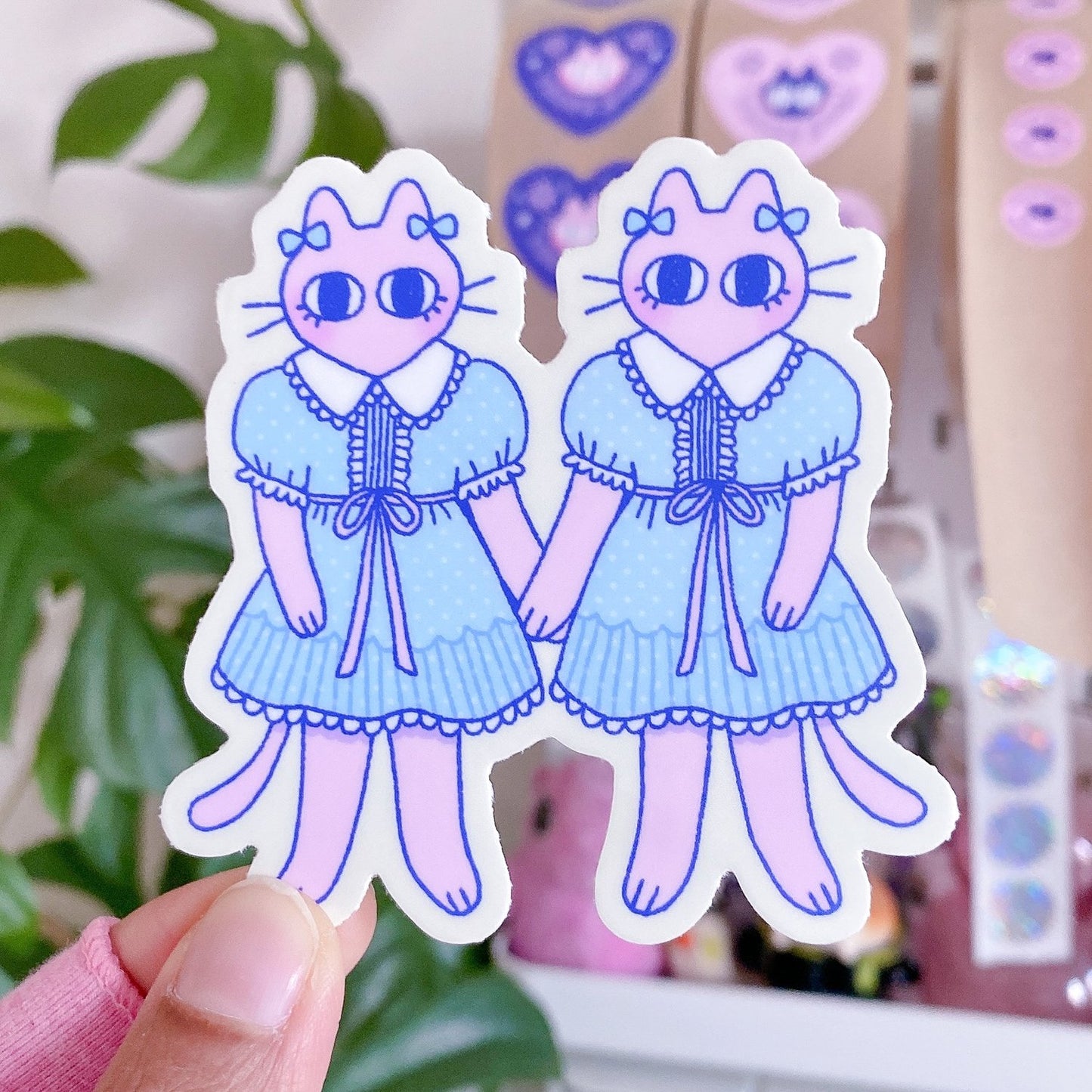 Creepy Cat Twins Sticker