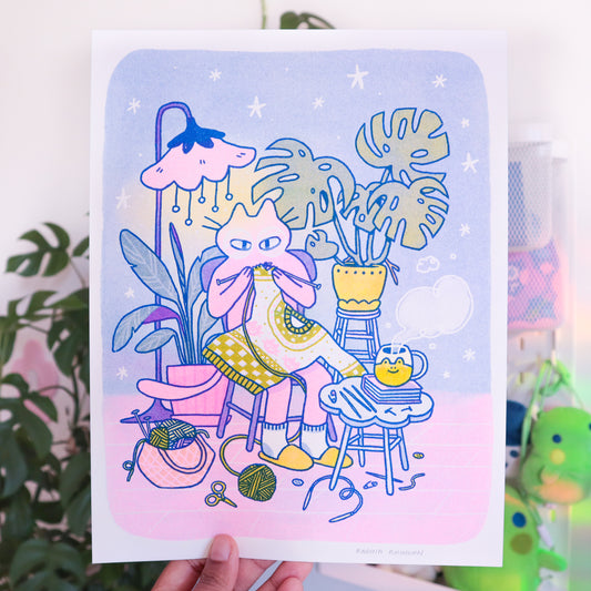 Knitting Kuni Riso Print