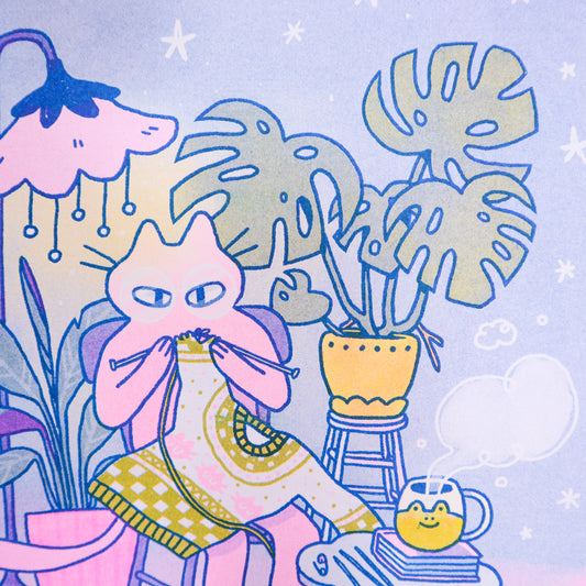 Knitting Kuni Riso Print