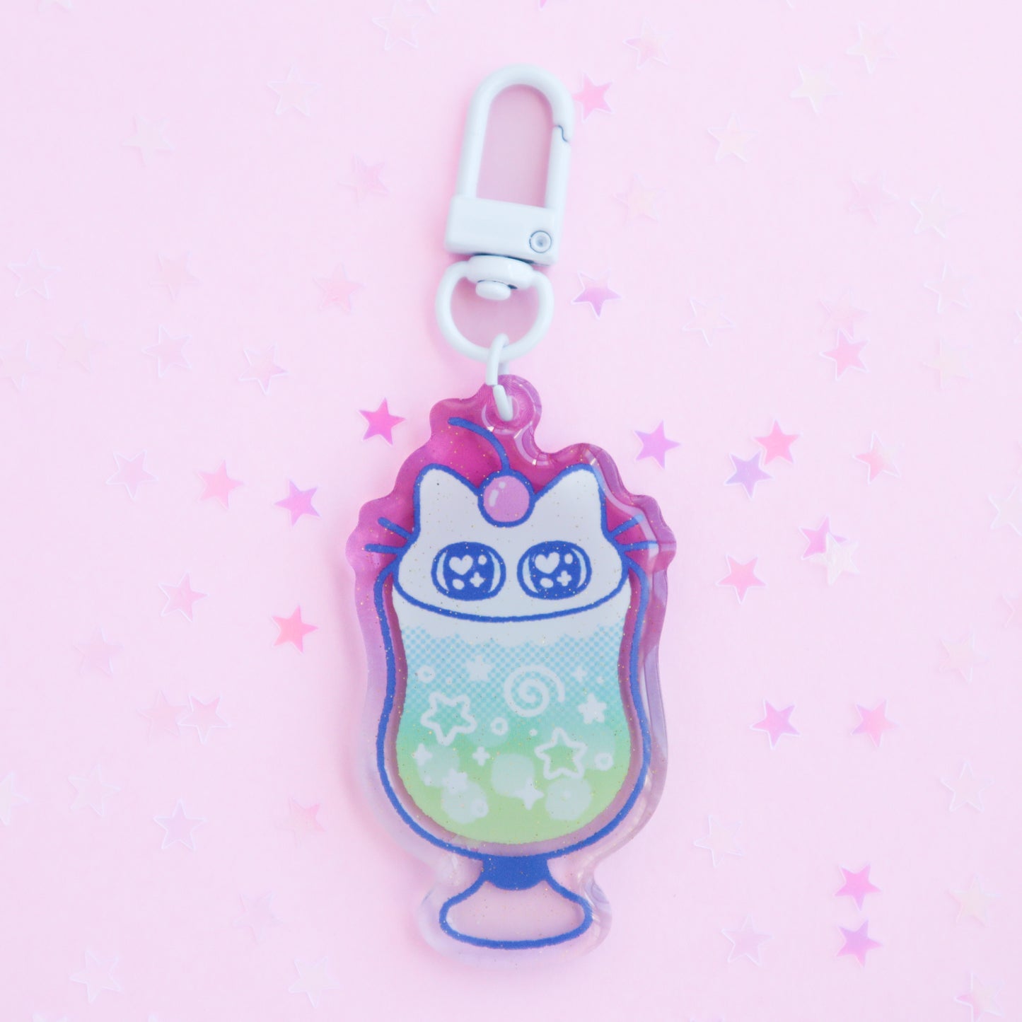 Melon Soda Cat Keychain