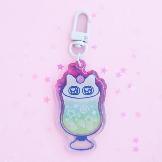 Melon Soda Cat Keychain